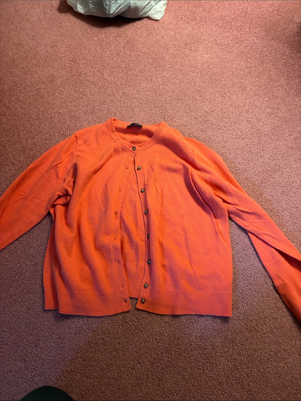 Classic Women's Crewneck Cardigan Sweater - peach